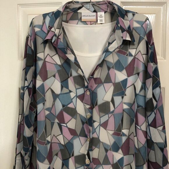 Alfred Dunner Blouse Size 18W or 1X Three Quarter Sleeves - Two Piece Set - Picture 4 of 6